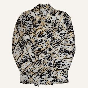 Tweeds Women’s Glam Chic‎ Animal Print Silk lightweight trench Jacket Size M